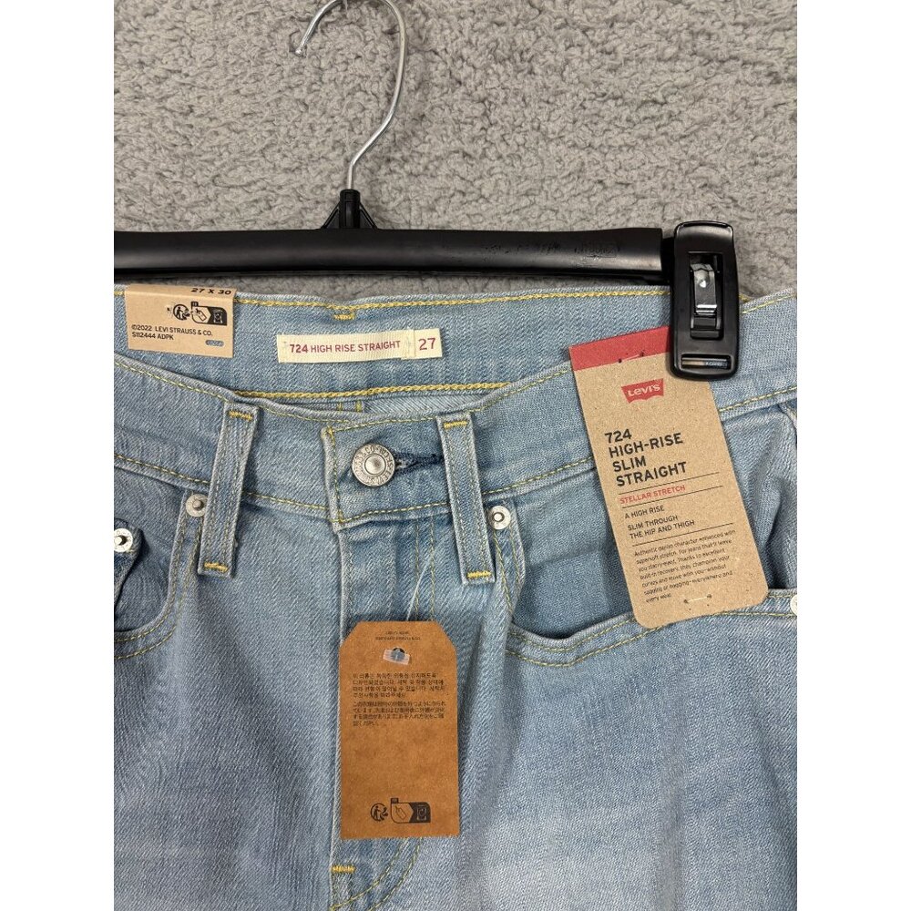 Levis Womens 724 High-Rise Slim Straight Jeans 27x30 Light Wash Denim - Picture 5 of 7